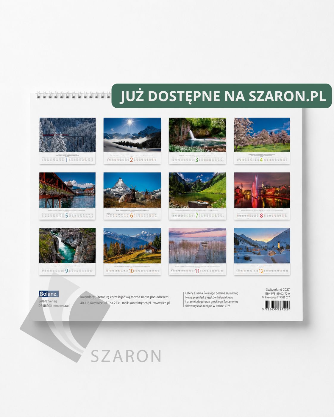 Kalendarz Szwajcarski 2027 Kalendarz Szwajcarski 2027