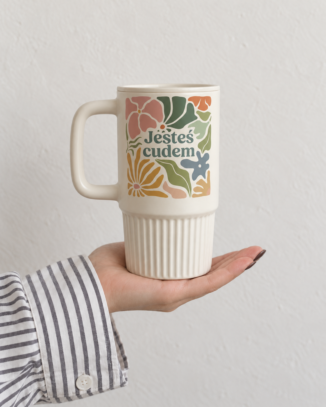 Kubek ceramiczny z pokrywką - Jesteś cudem Kubek cermiczny z pokrywką – Jesteś cudem